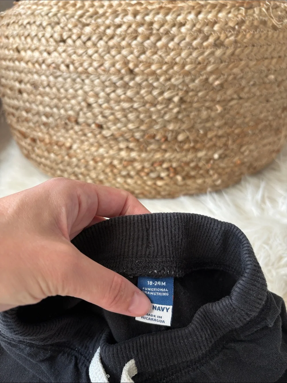 Old Navy Black Cotton Drawstring Kids Shorts with White Tie